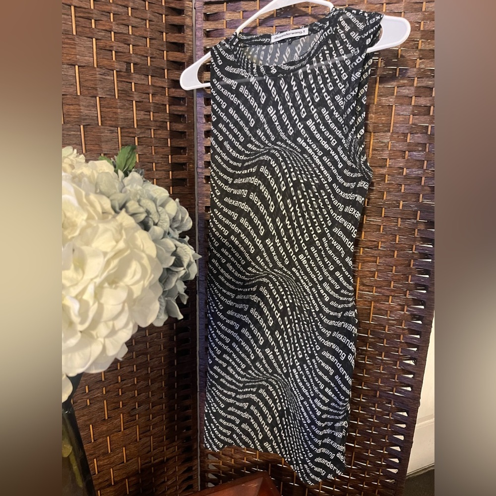 Alexander Wang logo print mini dress
